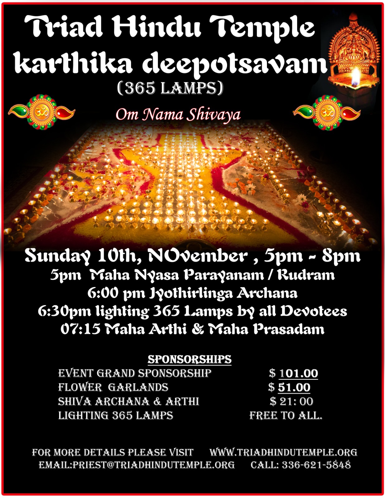 Karthika Deepotsavam at Triad Hindu Temple